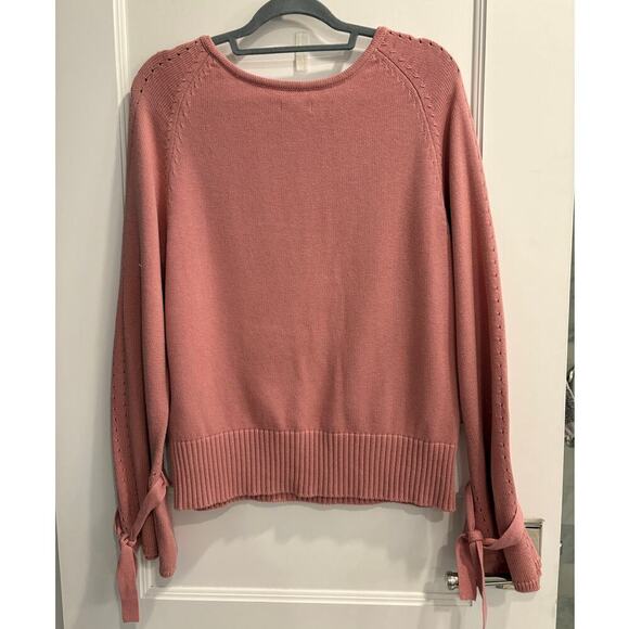 Sundance Size Large L Dusty Rose Color Bell Cuffs Cotton Wool Sweater - Picture 2 of 4